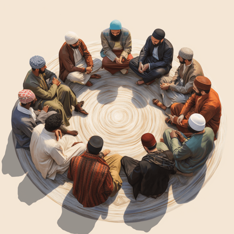 穆斯林男子围坐在一起