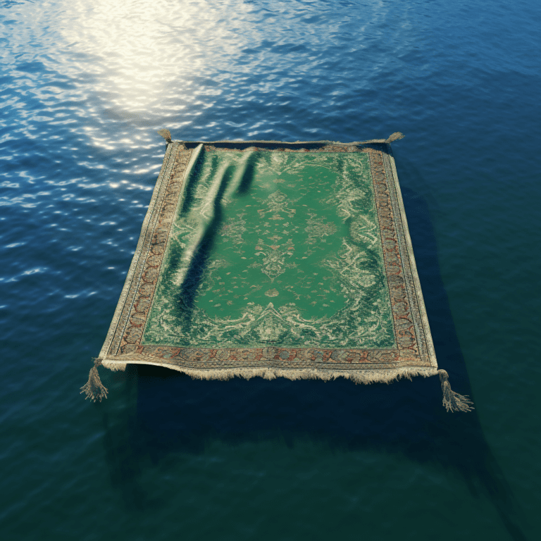 flying_rug_above_water_green_nature_warm_day_light