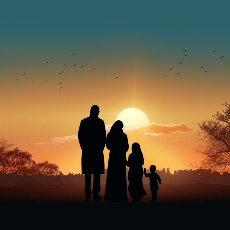 Marriage is a Sign of Allah's Mercy and Blessings 8 muslim_family_silhouettes_in_park_with_blue_sky